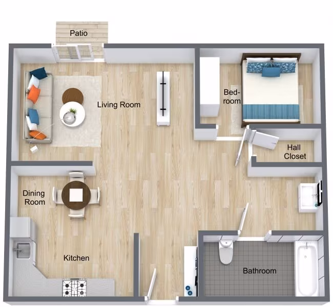 Bancroft 1x1 206 floor plan